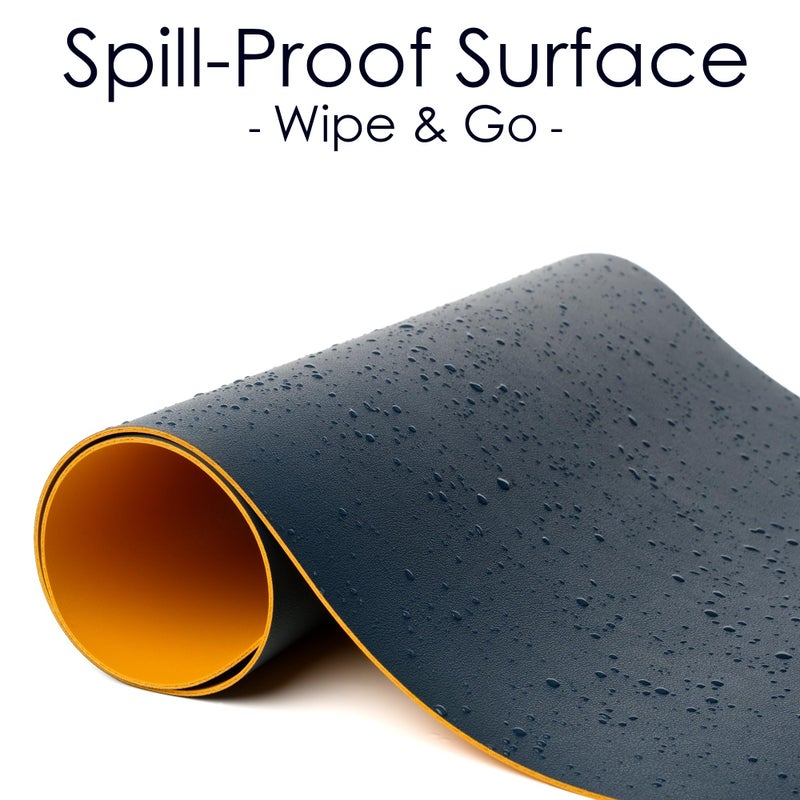 WAYBER Leather Desk Pad Protector, Waterproof Mouse Pad, PU Desk Mat, Office Desk Cover, Desk Writing Mat for Office/Home/Work/Cubicle (Blue/Yellow) 35.4x17in - Image 4